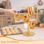 présentoir arbre bois rustique support cuisine réutilisable pretzels croissants muffins 33cm beige clair