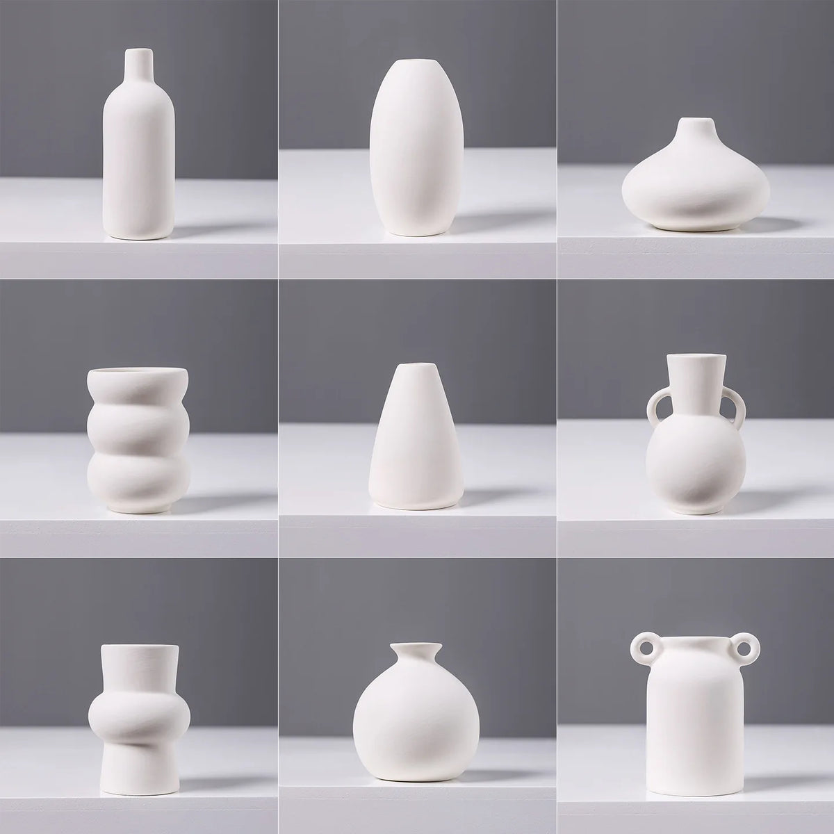 vase porcelaine blanc minimaliste maincrafted xss petite deco fleur séchée