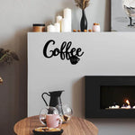 plaque décorative murale moderne coffee bar tasse lettrage stylisé métal noir