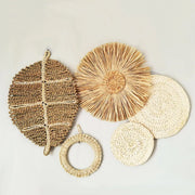 Décoration murale en rotin rond avec miroir acrylique - Style nordique naturel pour salon et chambre