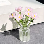 Mini bouquet de fleurs en verre soufflé à main violet avec vase décoratif