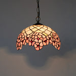 lampe suspendue tiffany fleurs stylisées multicolore rouge orange jaune vert noir adjustable chambre cuisine
