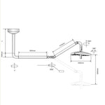 lampe led articulée médical blanc gris 100cm hauteur 600mm bras