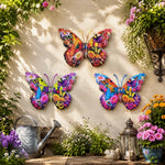 décoration murale papillon multicolore fleurs métal artificiel extérieur pièces moderne