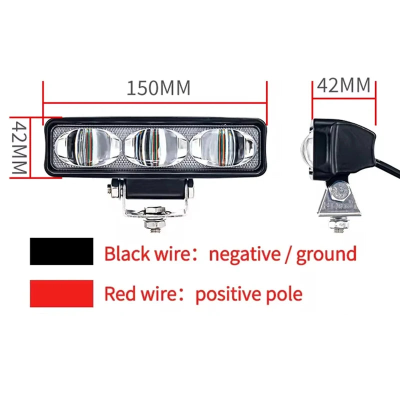 lampe led travail noire ip67 30w vis rouge câble moderne vehículo