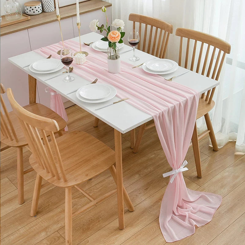 chemin table vert clair moderne uni opaque 30x300cm ruban blanc decoration anniversaire mariage noel
