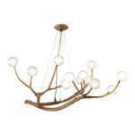 suspension lumineuse moderne branches naturelles sphères translucides marron clair blanc