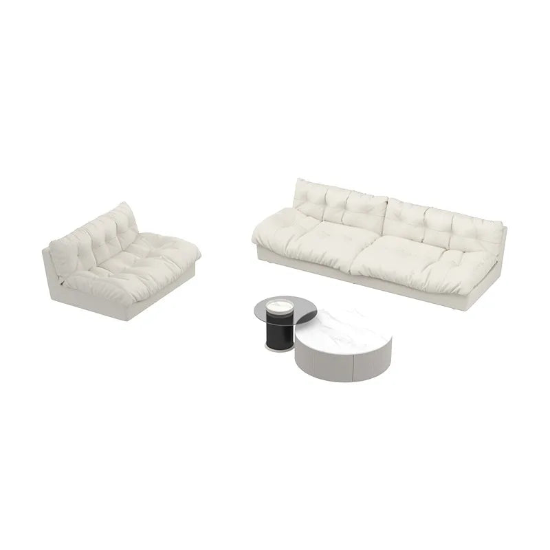 canapé blanc simili cuir moderne coussins 180 240 300 cm