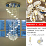 Suspension lumineuse moderne cristal transparente salon chambre étude 2000 82000 flux lumineux
