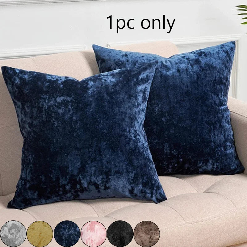 coussin carré bleu marine velours moderne 45cm 45cm lit salon decoration