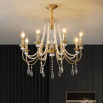 lustre doré cristal classique suspension ampoules led pendeloques semiopaque salle reception
