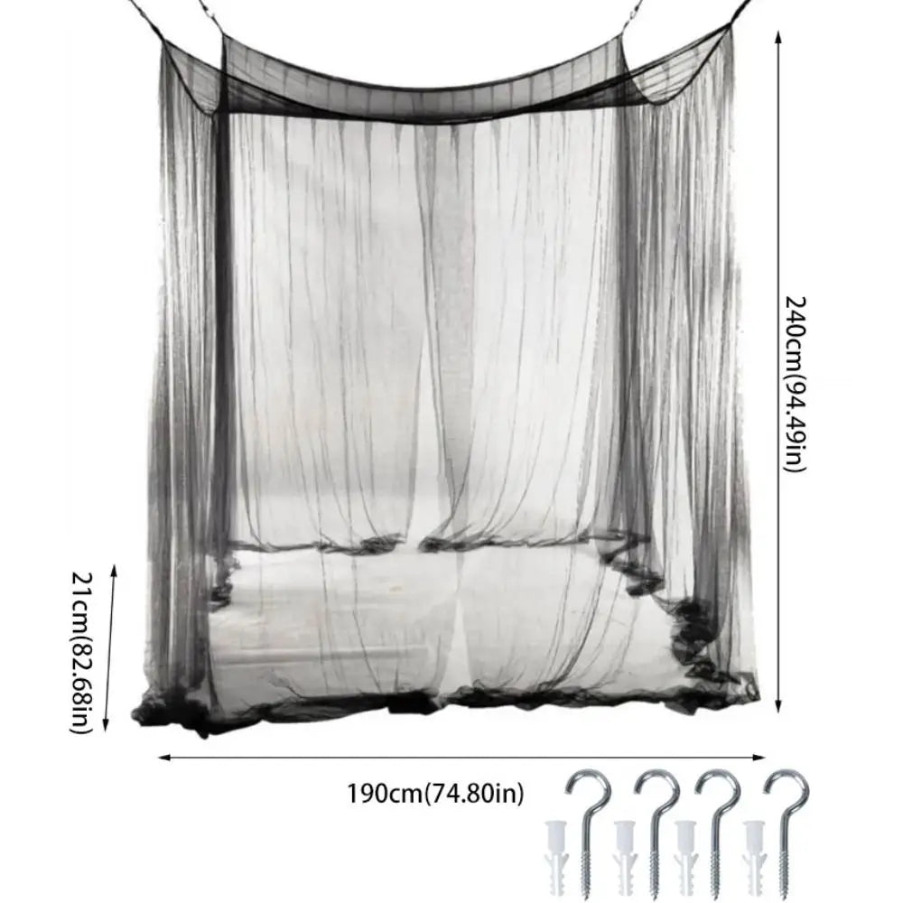 filet anti moustiques transparent moderne rose clair noir coton polyester crochets métalliques chambre coucher