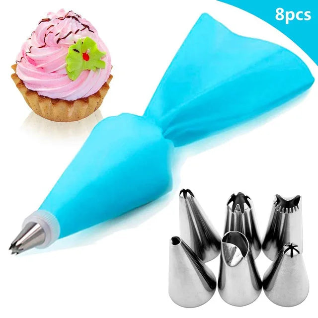 poche pâte silicone réutilisable 24 buses aiguilles métalliques outil pâtisserie