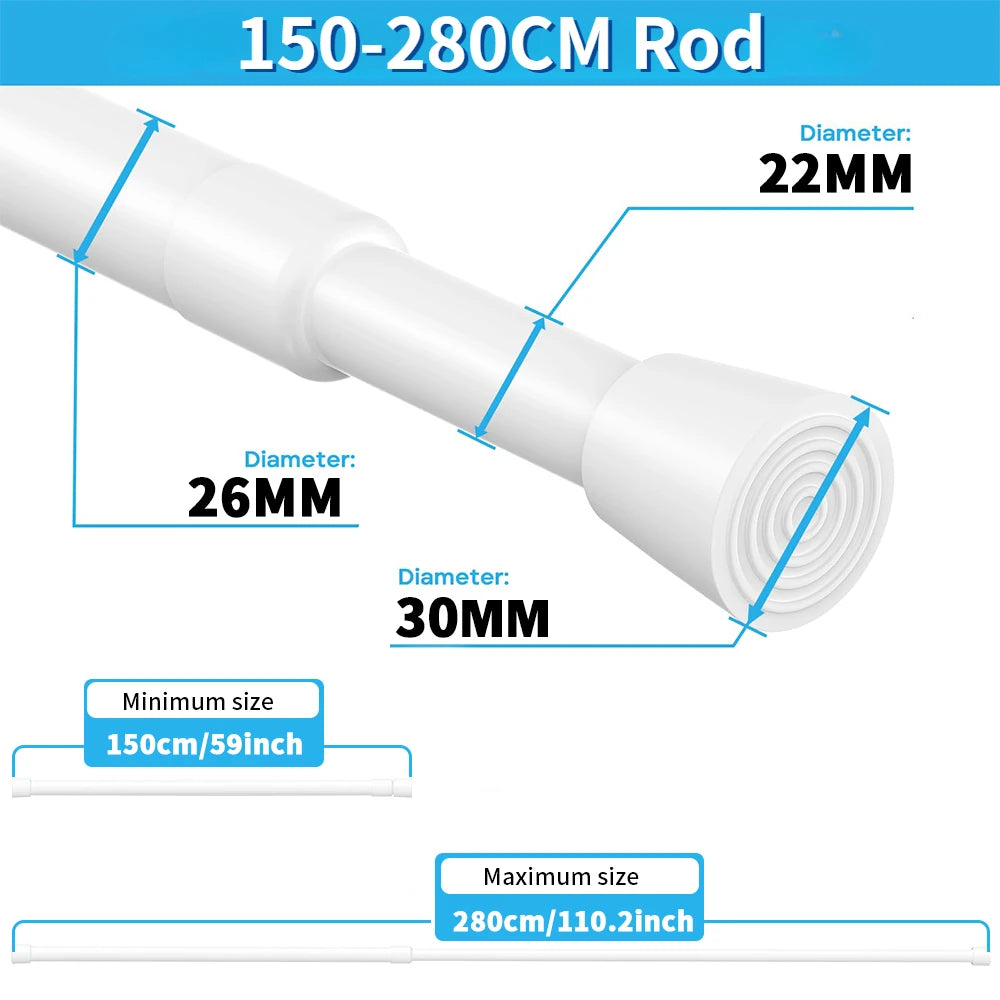 tendeur rideau blanc telescopique barre douche extensible fixations voile moderne