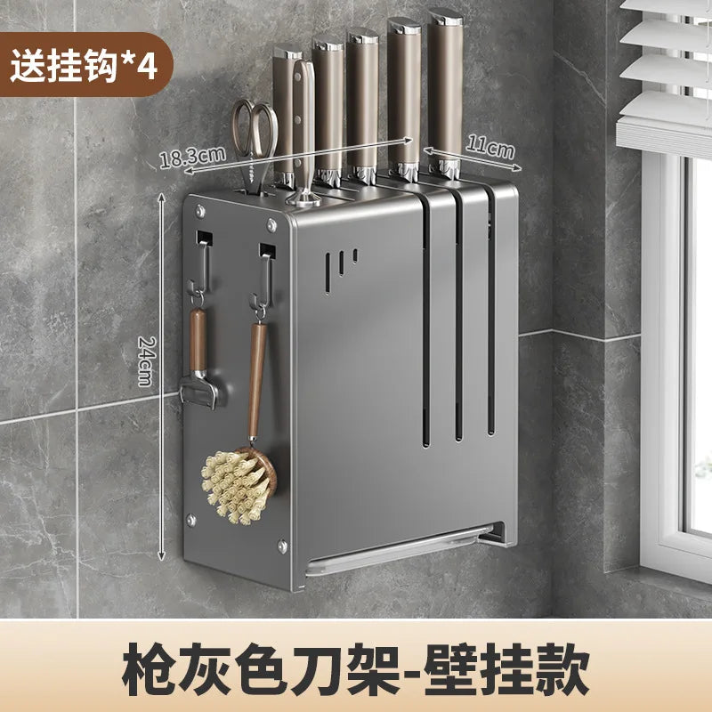 porte couteaux moderne bloc argenté fixe mur vis couteaux scie brosse étiquettes français