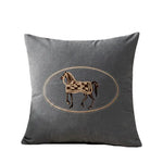 coussins brodés cheval moderne taie d'oreiller polyester coton respectueux environnement vert rose jaune bleu