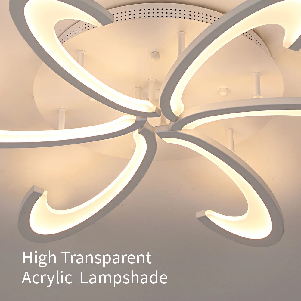 lampe suspendue moderne acrylique floral blanc éclairage quotidien led interrupteur bouton