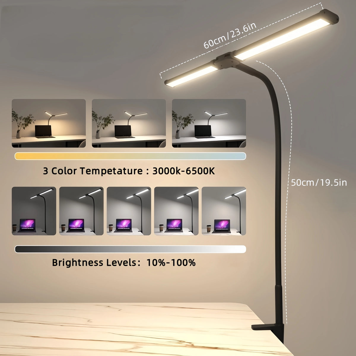 lampe led flexible double tete noir blanc moderne télécommande gooseneck minimaliste