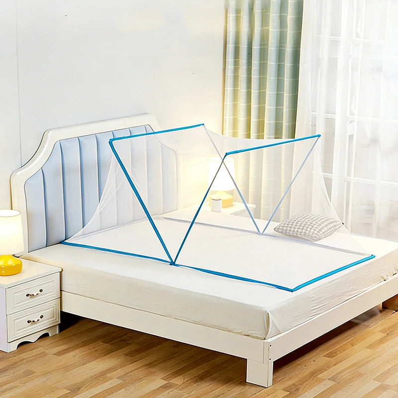 tente lit moderne beige bleu clair maille hexagonale polyester coton inoxydable ventilée sécurité enfants