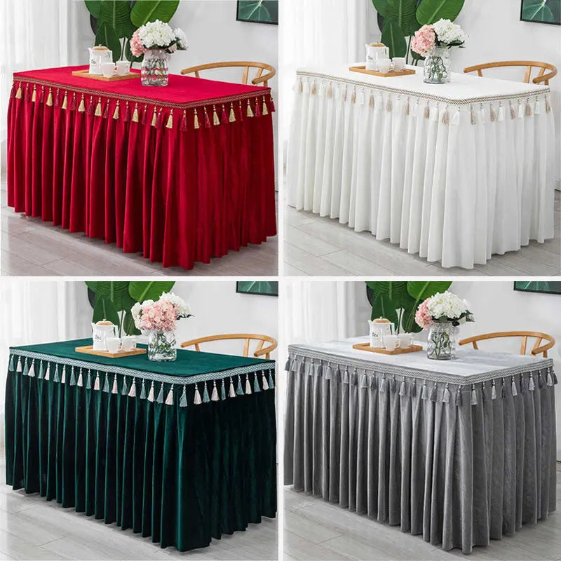 jupe table velours rouge blanc vert foncé gris violet classique réutilisable maison mariage banquet
