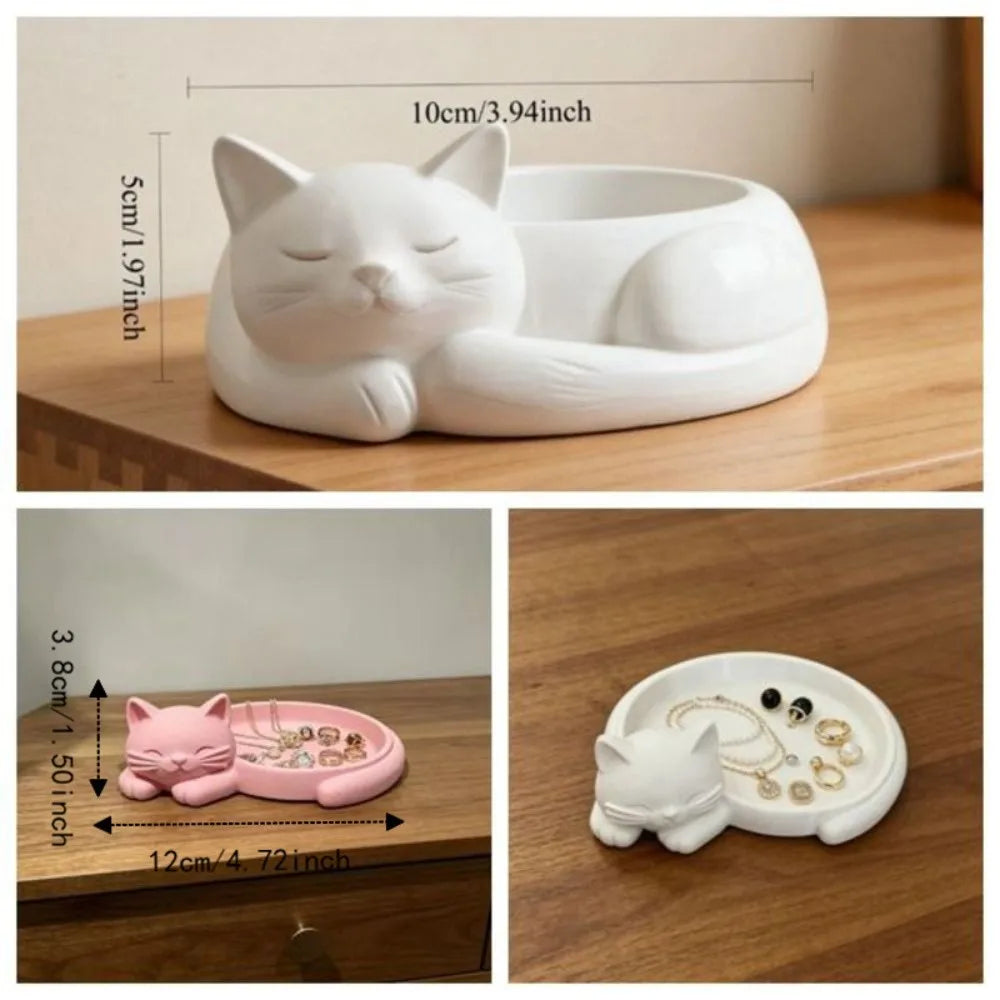support bijoux chat forme moderne rose blanc doux mignon rangement boîte bijoux contenant bague