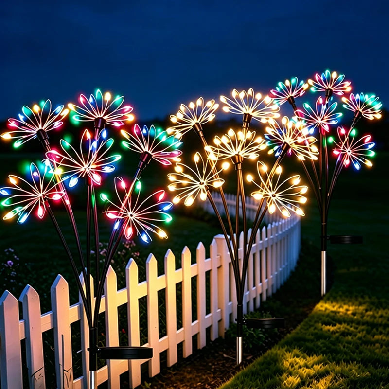 lumière solaire décorative moderne multicolore fleurs lumineuses piquet noir patio jardinextérieur festive vacances
