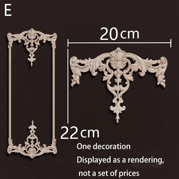 ornement mural bois blanc sculpture baroque fleurs motif classique décoration maison ancien décor