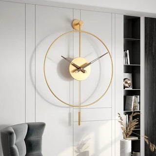 Horloge murale design luxe en fer forgé, anneau unique, décoration murale moderne pour salon