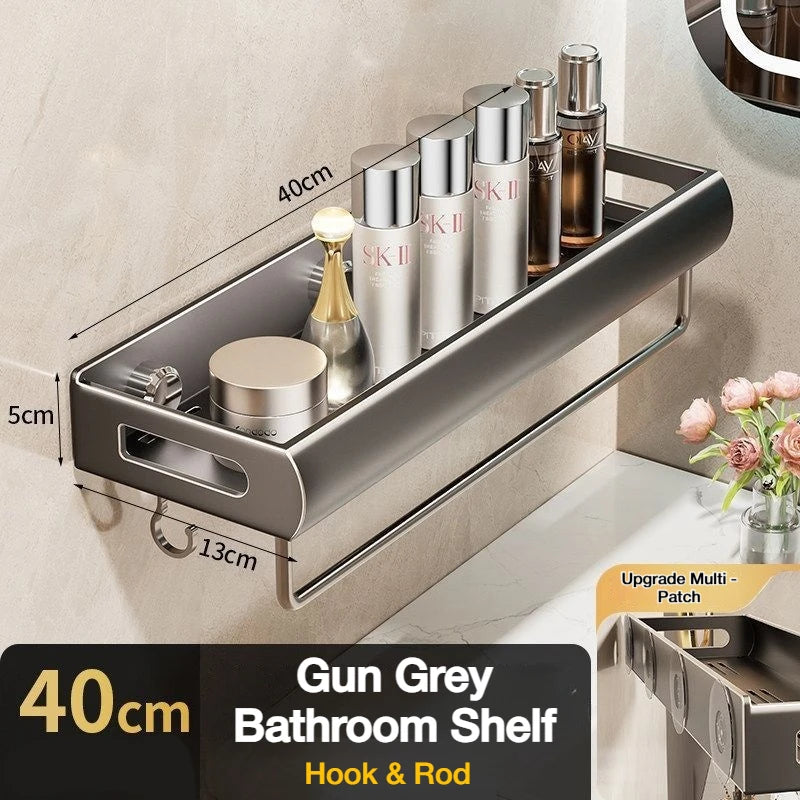 étagère murale adhésive sans perçage gris métallisé moderne 30cm 40cm 50cm 60cm