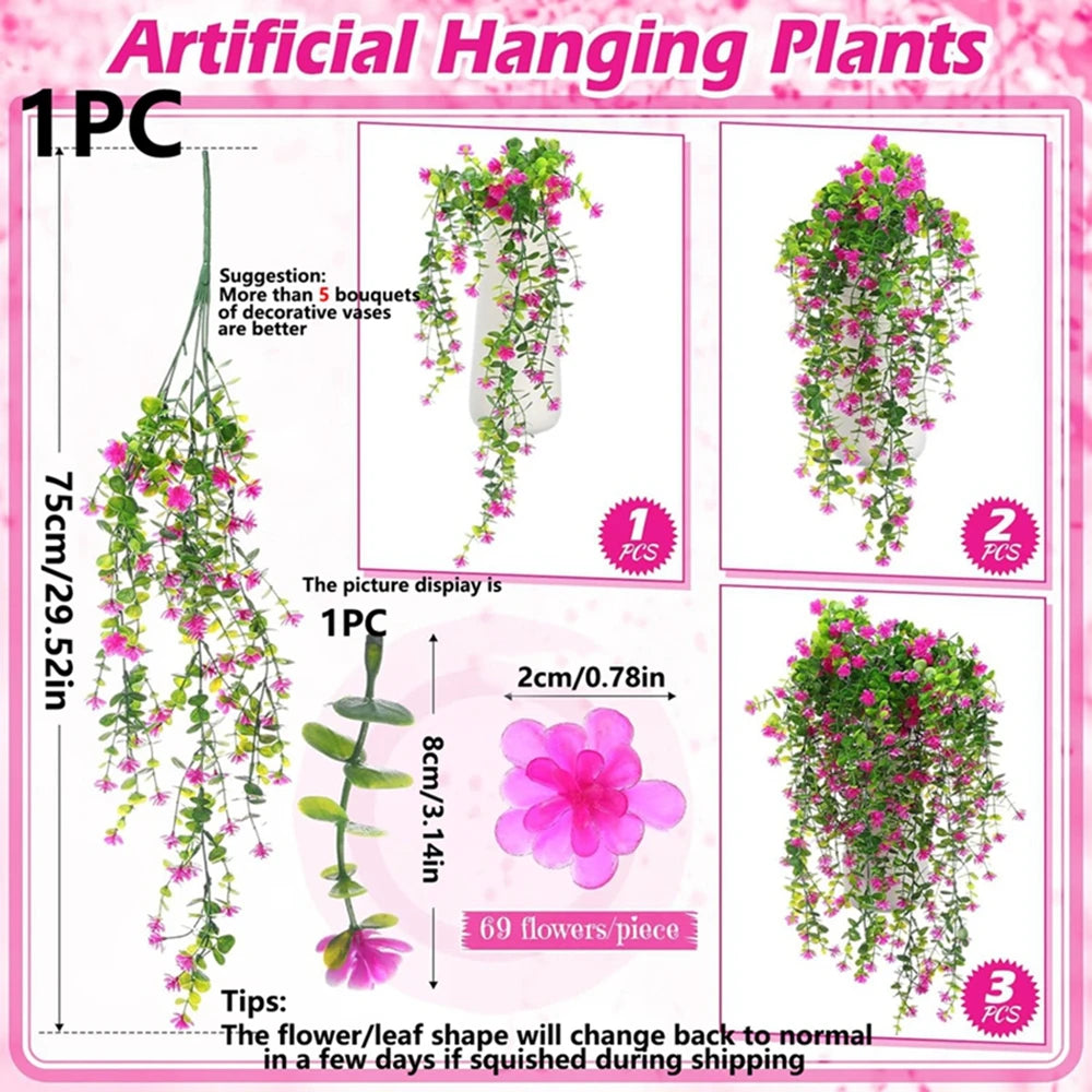 plantes suspendues artificielles fleurs vert rose blanc modernes extérieures