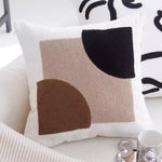 taies d'oreiller patchwork contemporain coussin carré blanc noir marron géométrique arrondi non toxique respectueux