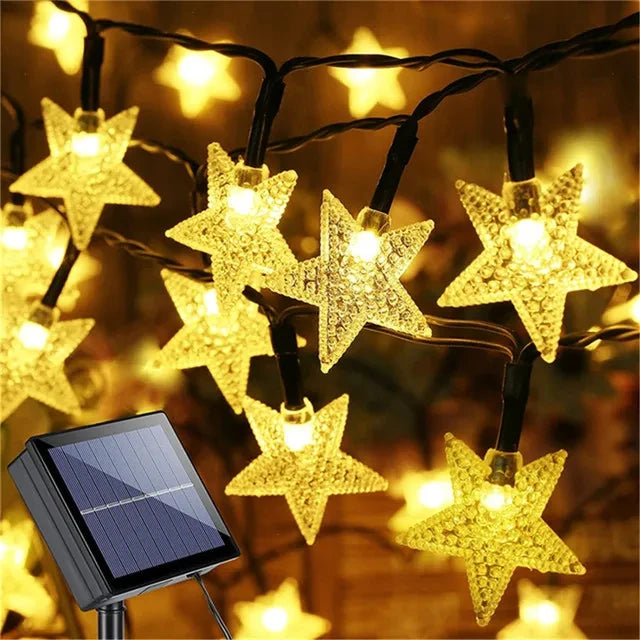 guirlande lumineuse solaire extérieure 5m 20leds 6.5m 30leds 9.5m 50leds multicolore étoiles moderne