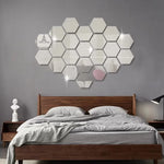 miroirs hexagonaux modernes argent doré adhésifs auto collants amovibles acrylique translucides décoration murale maison