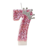 bougies chiffres anniversaire rose pailletées décoratives brillantes adhésives