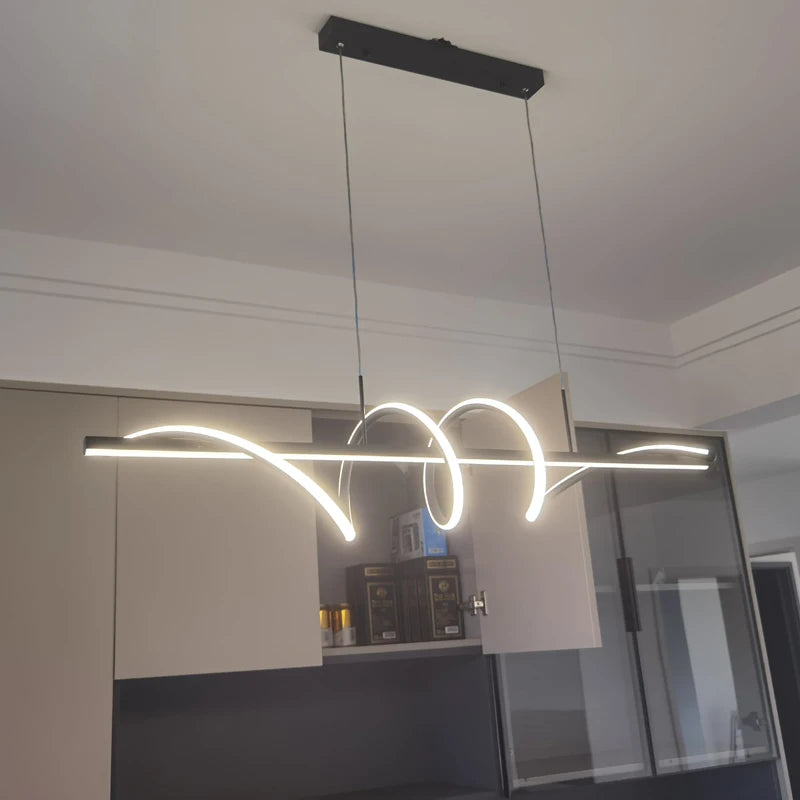 lumière suspendue moderne abstraite 100cm 120cm noir blanc doré minimaliste