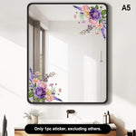 miroir adhésif moderne fleurs feuilles verte doré noir floral amovible chambre salle bain