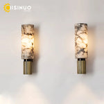 lampe murale moderne marbre blanc noir base métallique diffuseur LED 40x12cm