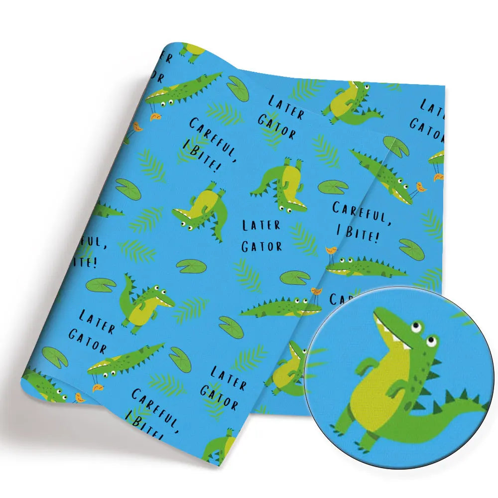 tissu imprimé dessins humoristiques robots crocodiles lunettes canards violets bleus roses jaunes bricolage enfants