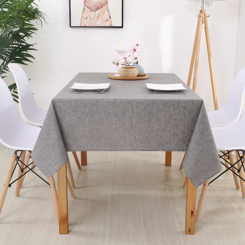 nappe rectangulaire lin imperméable moderne table manger beige bleu marine gris printemps été automne
