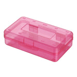 boîtes rangement fournitures scolaires rose bleu jaune transparent texture mat pratique moderne cliquet fermé