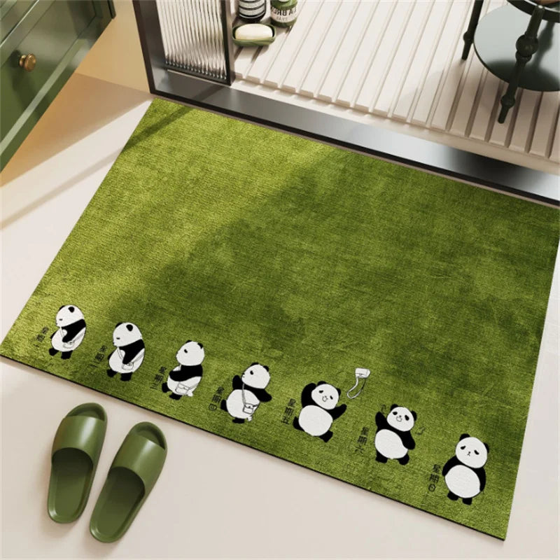 tapis sol antidérapant diatomée imperméable dessin animé moutons train pandas éléphants canards vert salon