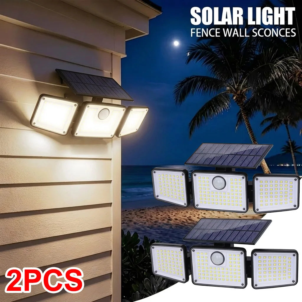 projecteur solaire extérieur led détecteur mouvement têtes moderne télécommande ip65