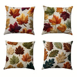 taies d'oreiller automne feuilles colorées campagnard beige polyester 45x45cm opacité