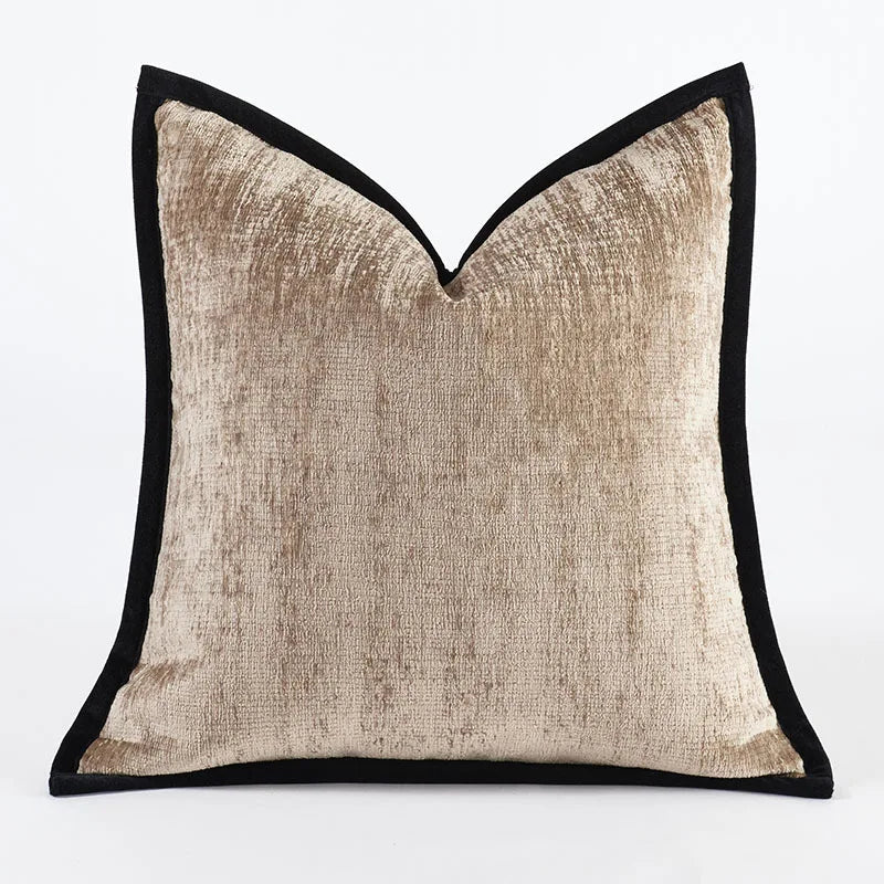 coussin carré velours beige gris noir adhésif contemporain decoration maison nordique 45x45cm 50x50cm