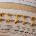 coussin moderne rayé 30x90cm pompons dorés bohème arc ciel pastel