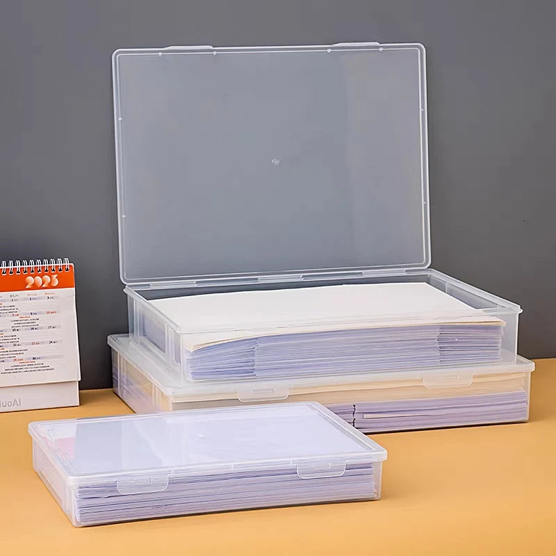 boîtes rangement transparentes modernes empilables poignées papier stylos grande capacité organisation documents multifonctionnel anti