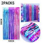 rideau franges métalliques couleurs vives mariage anniversaire décoration festive adhésif pack deux