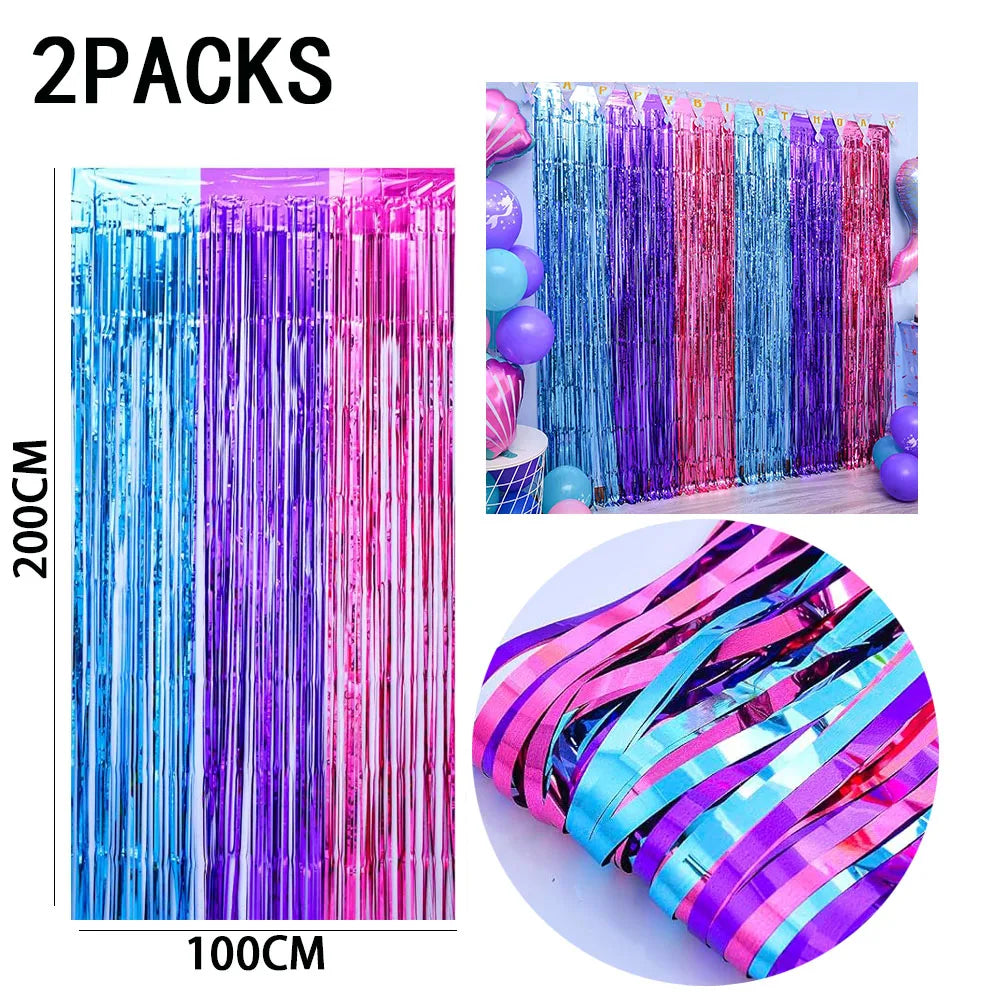 rideau franges métalliques couleurs vives mariage anniversaire décoration festive adhésif pack deux