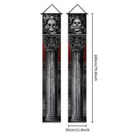 bannière suspendue halloween squelettes personnages costumés colonnes architecturales 180cm 30cm