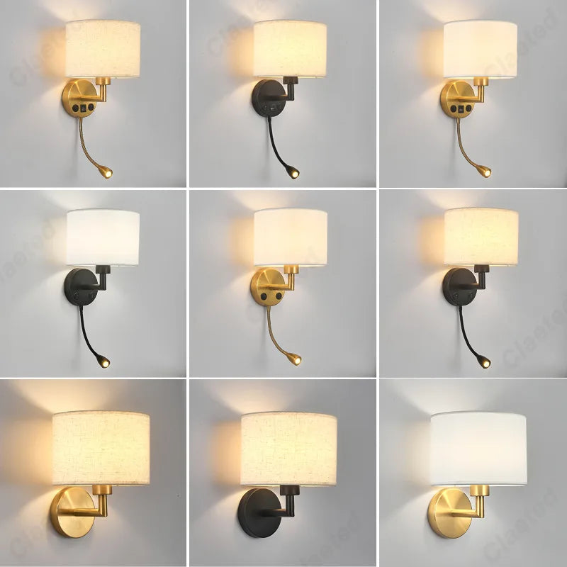 applique murale led tissu lin blanc or moderne chambre salon salon cuisine